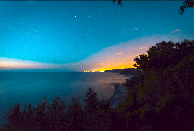 Bord de mer de nuit après traitement Night Vector